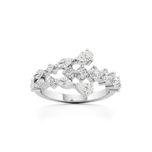 Anillo de Eternidad de Diamantes en Oro Blanco para Mujer, Corte Pera, Geométrico, Anillo de Compromiso de Lujo - Product Image 2