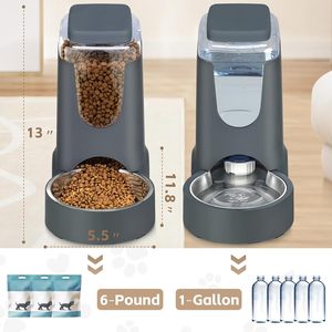 Distributeur automatique de nourriture et d'eau pour chats avec bol en acier inoxydable pour animaux de compagnie de petite et moyenne taille - Product Image 2