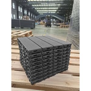 Set di 9 Piastrelle Incastrabili in Legno e Plastica Riciclabile per Pavimenti, 23,4 lb, 30,5 x 30,5 cm, Impermeabili per Uso Interno ed Esterno - Product Image 3