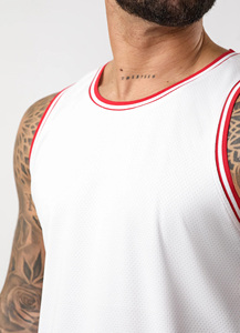 OEM Custom Men’s White Tank Top and Red Shorts <b>Set</b> 2 Piece Breathable Gym Sportswear Sleeveless Quick-Dry Workout Summer Outfit - Product Image 2