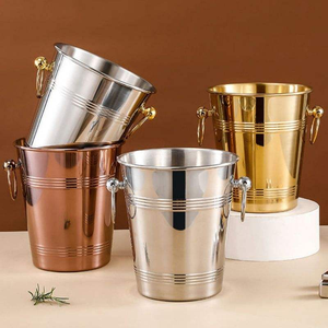 Cubo de Hielo de Diseño Moderno con Doble Asa para Fiestas, Restaurantes y Hoteles, Cubo para Bebidas y Champán de Acero Inoxidable - Product Image 3