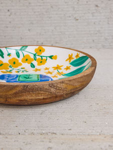 Handmade Eco-Friendly Wooden Bowl with Blue <b>Elephant</b> Floral Design Color Enamel Modern Dishwasher Safe for Food Serving <b>Gifting</b> - Product Image 3