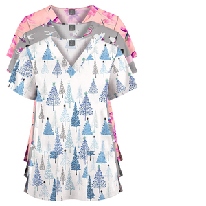 Conjunto de Uniformes Médicos para Mujer, Blusa de Manga Corta con Cuello en V, Pantalones Cargo de Pierna Recta, Uniforme de Enfermería, Traje de Hospital - Product Image 3