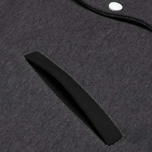 เสื้อแจ็คเก็ตวาร์ซิตี้สีดำสำหรับผู้ชาย ปกเสื้อลายทาง ติดกระดุมแป๊ก น้ำหนักเบา สวมใส่สบาย เหมาะสำหรับฤดูใบไม้ร่วง ฤดูหนาว ใช้ได้ทั้งเล่นกีฬาหรือสไตล์สตรีทแฟชั่น - Product Image 3