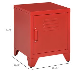 Adjustable Shelf Industrial Side <b>Table</b> with <b>Storage</b> Locker-Style Door Living Room <b>Console</b> <b>Table</b> in Red - Product Image 3