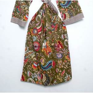 Vestido Kimono de Algodón Hecho a Mano con Estampado Floral, Ropa de Dormir de Verano, Estampados en Bloque, Túnica Larga para Dama de Honor, Túnica Casual para la Playa - Product Image 6