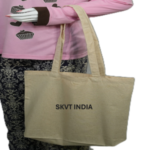 Heavy-Duty <b>Large</b> Women's Cotton Canvas Tote <b>Bag</b> with Zipper Closure Japan Style Design Eco-Friendly Reusable for <b>Beach</b> Daily Use - Product Image 1