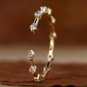Open Diamond Eternity <b>Ring</b> Minimalist <b>Adjustable</b> Diamond Band Dainty Stacking <b>Ring</b> for Women Gold Jewelry - Product Image 3
