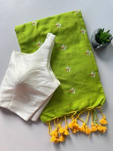 Sari de Algodón Khadi Inspirado en Celebridades, Venta Online 2026, Liso y para Uso Diario, Ideal para Fiestas, Colores Magníficos, Trabajo Elaborado para el Verano - Product Image 5