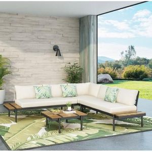 Set Divano da Giardino Componibile THEO a 5 Posti con Cuscini - Product Image 1