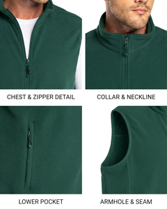 Gilet en polaire pour homme sur mesure, respirant, léger, fermeture éclair, logo personnalisé, couleur au choix, vêtement d'extérieur, prix abordable, gilet doublé en polaire pour homme - Product Image 6