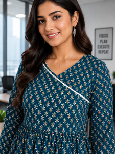 Jaipur Moda Anaya I Kurti court imprimé en coton de qualité supérieure pour femmes, tunique ethnique décontractée pour tous les jours et le bureau - Product Image 2
