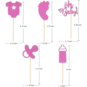 Nouveau design mignon : Décoration de gâteau « Oh Baby » avec pied et vêtements de bébé, décorations de cupcakes pour baby shower, pour garçons et filles, décoration de fête - Product Image 6