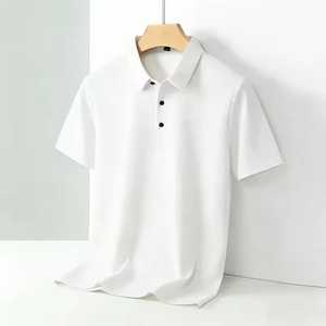 เสื้อโปโลผู้ชายแขนสั้นสีน้ำเงิน ผ้าถัก สีพื้น สไตล์ลำลอง ทรงปกติ ดีไซน์ติดกระดุม - Product Image 4