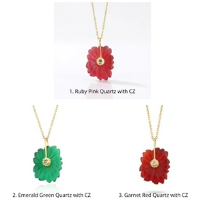 Collar con Colgante de Cuarzo Tallado a Mano con Pequeños Detalles de Circonita Cúbica, Cadena de Latón Chapada en Oro de 18k, Joyería para Mujer, Collar Elegante - Product Image 2
