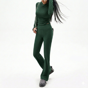 Womens Two Piece Outfit Full Sleeve T Shirt with Trouser Soft Cotton Fabric Comfortable Lounge Wear <b>Set</b> Fashionable Daily Wear - Product Image 1