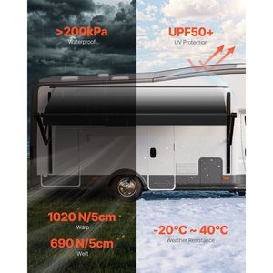 Kit Completo Tenda Retrattile per Camper 20 Piedi, Telaio in Lega di Alluminio Motorizzato, Tenda Esterna per Rimorchio, Adatta alla Maggior Parte dei Camper, Accessori Esterni - Product Image 3