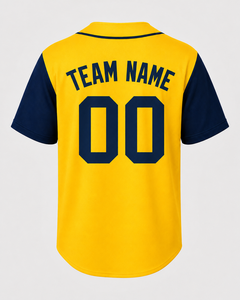 Premium Personalized <b>Mens</b> Yellow Navy Baseball Jersey Custom Logo Short Sleeve Sports Team Fanwear Shirt - Product Image 3