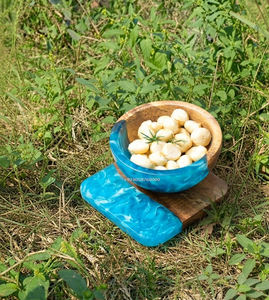 Bols de service modernes en résine et bois – Idéaux pour les collations et les fruits secs lors du service aux invités - Product Image 1