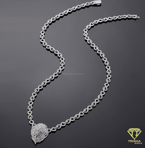จี้หัวสิงโตเงินแท้ 925 ประดับมอยส์ซาไนต์ สร้อยคอหรูหราแบบ Iced Out Infinity Chain สำหรับผู้ชายและผู้หญิง ขายส่ง - Product Image 2