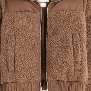 New Design Women <b>Zip</b> <b>Up</b> Teddy Windbreaker Jacket Stand Collar <b>Cropped</b> Cotton Padded Puffer Jacket - Product Image 5