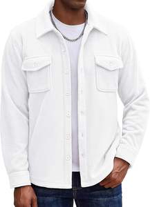 Direct Factory Wholesale OEM Made <b>Men's</b> Polar Fleece <b>Shirt</b> Jacket Long Sleeve Casual Button Down <b>Shirts</b> Shacket with Pockets - Product Image 3