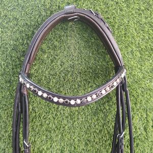 <b>Black</b> Leather Round Horse Bridle Brown <b>Patent</b> Noseband Design Leather Bridle English Horse Bridle - Product Image 3
