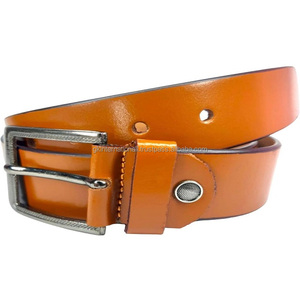 De por vida garantizado Full Grain Arnés natural cinturón casual de cuero bronceado para hombres cinturón de jeans elegante con hebilla cromada - Product Image 3