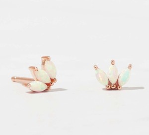 18K Gold 925 Silver 6x3mm Natural Ethiopian <b>Opal</b> Stone <b>Stud</b> <b>Earrings</b> Prong Setting Minimalist Tiny Dainty Fine Jewelry for Women - Product Image 6