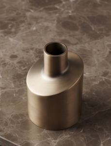 Porte-bougie architectural en métal, finition bronze brossé, contour asymétrique, support pilier, décoration de centre de table de mariage de luxe - Product Image 5