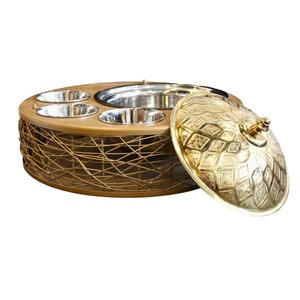 Lavish Gold Casserole With Lid Perfect For Elegant Food Serving <b>Dining</b> <b>Table</b> Styling And Premium Kitchen Use From India - Product Image 1