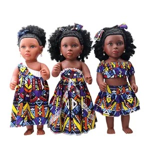 2024批发热卖18英寸非洲女孩娃娃塑料黑色时尚儿童娃娃