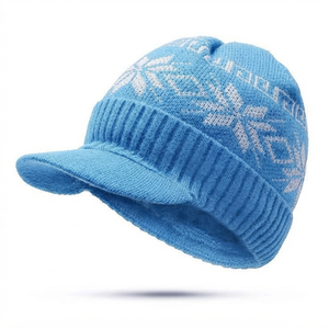 Gorro de Punto Unisex, 100% Acrílico, Cálido para Invierno, Estilo Casual, Patrón Geométrico, Color Rojo, para Adultos, Circunferencia de Cabeza 56-58CM - Product Image 5