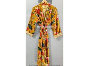 Robe de chambre en velours de luxe, robe kimono en velours et coton, peignoir, robe de mariée, peignoir d'hiver pour femmes et hommes - Product Image 2