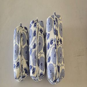 Ensemble de 3 trousses de toilette matelassées en coton avec cordon de serrage pour voyage et usage quotidien, trousse à maquillage, trousse de toilette - Product Image 2