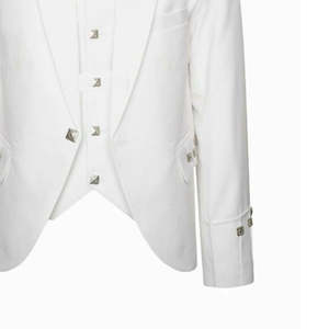 Gilet Prince Charlie formel pour homme en laine blanche avec motif écossais personnalisé – Vêtement d'hiver en promotion - Product Image 3