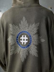 Sweat-shirts à capuche oversize en molleton de coton lavé avec strass pour hommes, style streetwear, finition vintage, vente en gros - Product Image 5