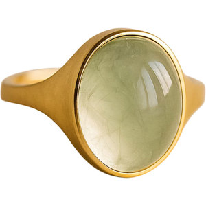 Handmade Brass Green <b>Jade</b> <b>Ring</b> Minimalist Round Gemstone <b>Ring</b> Natural Stone Boho Vintage Jewelry for Women - Product Image 1