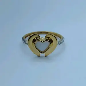 Anillo Romántico de Oro Amarillo de 22K con Diamantes en Forma de Corazón para Mujer, Diseño Elegante de Corazón Abierto, Joyería Fina, Regalo - Product Image 2