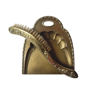 Vintage Brass <b>Dustpan</b> <b>and</b> <b>Brush</b> <b>Set</b> Solid Brass Metal Dust Pan with Handheld Cleaning <b>Brush</b> Antique Gold Finish Decorative - Product Image 1