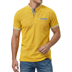 Manufacturer Price Men's <b>Grandad</b> Collar Polo <b>Shirts</b> Custom Logo Slim Fit Soft Fabric Breathable <b>Short</b> <b>Sleeve</b> Polo <b>Shirts</b> For Men - Product Image 1