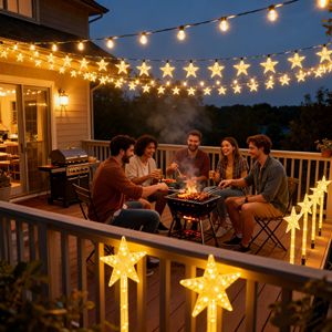 Luci Natalizie Solari da Esterno IP64 Impermeabili con 8 Modalità, Pannello Solare Regolabile a 90 Gradi, Accensione/Spegnimento Automatico, Luci a Stella per Vialetti - Product Image 3