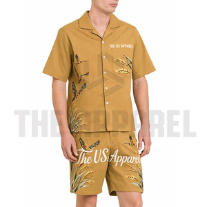 Mens Twin Summer <b>Set</b> Breathable Lightweight Two-Piece Casual Outfit Short Sleeve Shirt Streetwear Matching <b>Set</b> Polyester/Cotton - Product Image 4