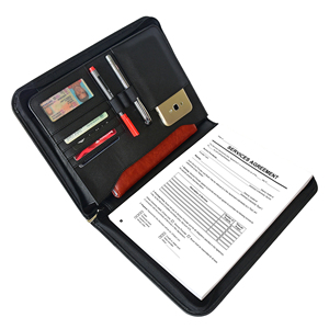 Premium Executive Leather Business Portfolio Organizer Conference <b>Folder</b> File Fastener <b>Document</b> Holder Planner Office Profession - Product Image 2