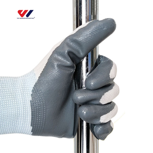 Gants en nitrile de calibre 13, entièrement enduits de nitrile gris, avec doublure en polyester blanc, gants de travail de sécurité enduits de nitrile - Product Image 5