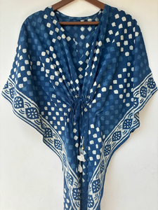 Nuevo Kaftán con Estampado Animal, Cuello en V, Cierre con Cordón, Corte Evase, de Algodón Suave Indio, con Encaje, Largo Completo, para Playa, para Mujer - Product Image 5