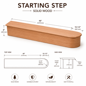 Peldaño de escalera de madera maciza de 48 pulgadas de largo x 10-1/2 pulgadas de ancho x 8 pulgadas de alto, diseño minimalista para escalera o balcón, hecho en Vietnam. - Product Image 2