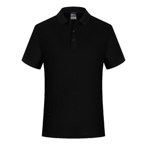 Camisa de Manga Corta Negra para Hombre ACE, Cuello Clásico, Corte Regular, 100% Algodón, Color Sólido, Transpirable, para Todas las Temporadas, 120g, con Botones - Product Image 1