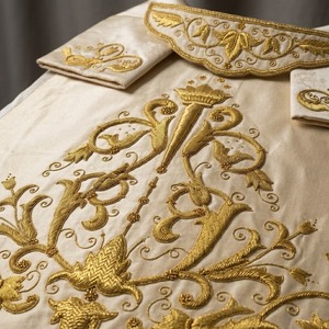 Hand Made Embroidery <b>Banner</b> Cream Gold Embroidered Liturgical Religious Church Vestment Church Processional Robe <b>Banner</b> - Product Image 5