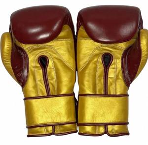 Custom OEM Leather Boxing Gloves Professional Training Sparring Glove Custom Logo Metallic Gold Maroon Red Boxing Gloves - Product Image 5